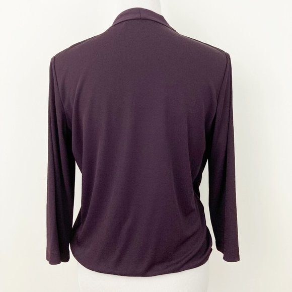 MM Lafleur The Deneuve Faux Wrap Top in Blackberry Size M 3/4 Sleeve Career - Picture 6 of 9